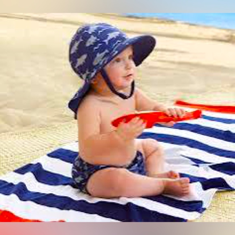 NWT Pottery Barn Kids Beach Towel: stripe shark